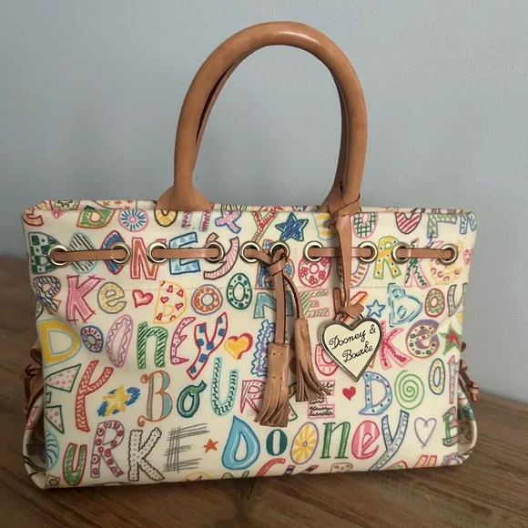 Dooney Bourke Multicolored Scribble Graffiti Tassel Handbag